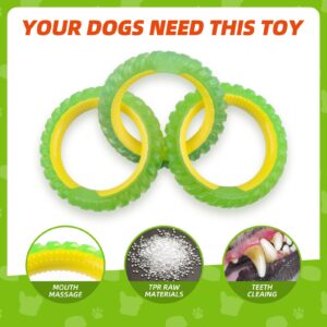 Miss.Bear TPR 3-Ring Tug Dog Toy, Lightweight, Durable and Water Resistant Training Teething Chew Toy for Small/Medium/Large Breeds (3-Ring Tug Toy)