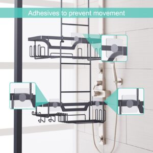 Over the Door Shower Caddy, Hanging Shower Shelves With 2 Tier Rack, No Drilling Adhesive Shower Organizer for Bathroom - Black