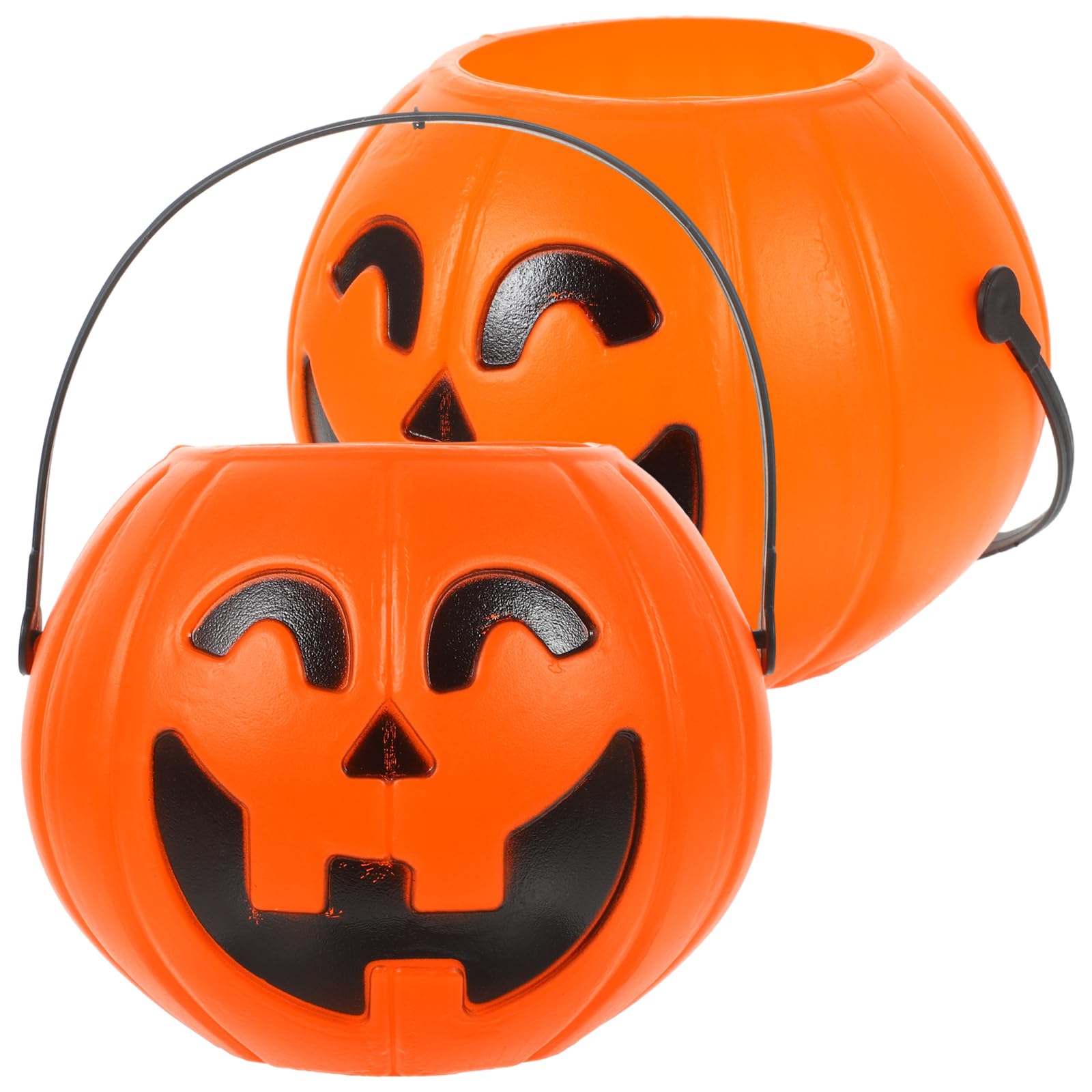 Abaodam 2 Pcs Pumpkin Buckets for Trick or Treating Halloween Pumpkin Basket Halloween Treat Bucket Portable Pumpkin Bucket Halloween Candy Bowl Pumpkin Lantern Child Candle Holder Bulk