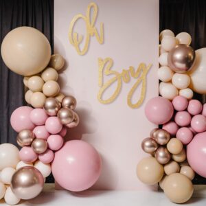 OH BOY Sign (Wooden/Gold) for Baby Shower Decorations，Party Banner, Gender Reveal, Baby Announcements, 1st Birthday Party, and Backdrop Wall Photo Prop