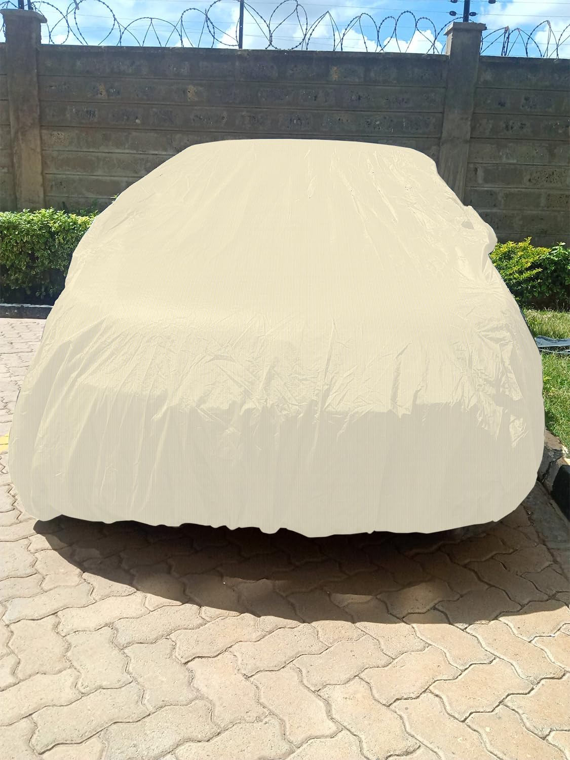 Bynbbur 12 FT Round Patio Furniture Cover Outdoor Table Chair Set Covers Car Cover Trampoline Cover Wire Rope Hemmed All Edges, Sturdy Cover for Outdoor Furniture Set (Beige)