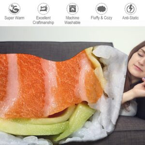 PHQMPSGYOK Sushi Blanket Funny Soft Giant Food Blankets Sushi Blankets Adult Size Flannel Gift for Teens Boys and Girls 71 Inches Suitable for Sofa Outdoor Living Room Indoor Bedroom