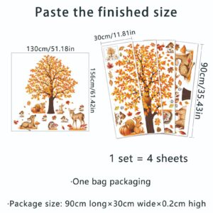 Mirabuy Large Autumn Fall Maple Tree Wall Decals Woodland Animals Creactures Mushroom Wall Stickers for Autumn Party Decorations Bedroom Living Room Wall Decor