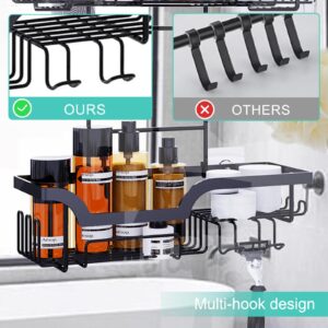 Over the Door Shower Caddy, Hanging Shower Shelves With 2 Tier Rack, No Drilling Adhesive Shower Organizer for Bathroom - Black