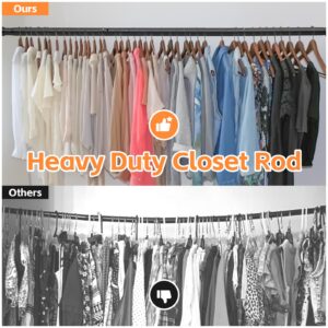 Closet Rods for Hanging Clothes, Heavy Duty Closet Rod 17-96 Inch Adjustable Clothes Hanging Bar Metal Shower Curtain Rods for Closet, Wardrobes, Bathroom, Windows