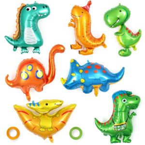 dinosaur balloons, 7 pcs baby dinosaur foil balloons, giant dino animal mylar balloons for dinosaur animal birthday party decorations baby shower gender reveal