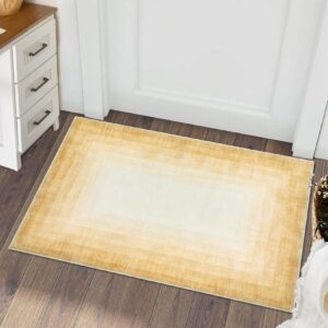 rugsreal washable area rug modern ombre entryway rug area rug doormat stain resistant non-slip contemporary border gradient floor carpet for front entrance kitchen bathroom, taupe, 2' x 3'