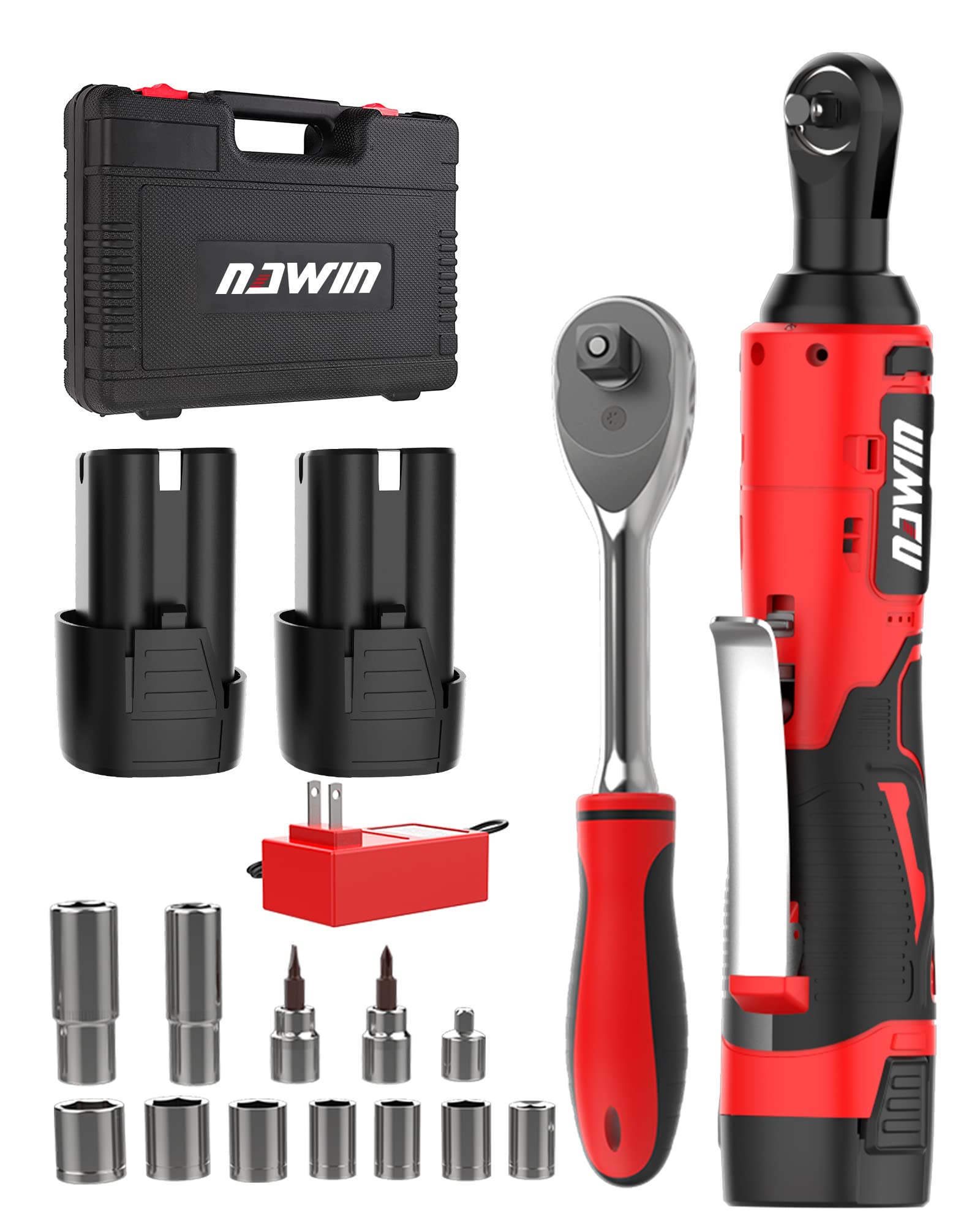 NAWIN 16.8V Electric Ratchet Wrench, 3/8" cordless ratchet with 2-Pack Batteries, 40 Ft-lbs, Ultimate Mechanic Tool Set, Ratchet Wrench 3/8", Power Ratchet Tool Kit (16.8V 3/8" Cordless Ratchet)