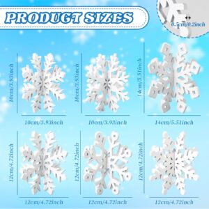 OuMuaMua 6 Set Snowflake Christmas Table Decorations - 12pcs White Wooden 3D Snowflake Decor Tabletop Centerpiece for Christmas Party Supplies Home Decor