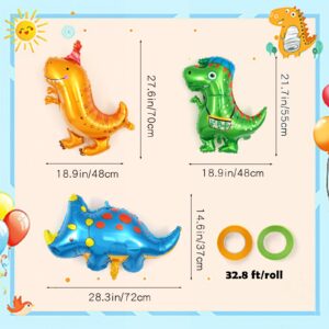 Dinosaur Balloons, 7 Pcs Baby Dinosaur Foil Balloons, Giant Dino Animal Mylar Balloons for Dinosaur Animal Birthday Party Decorations Baby Shower Gender Reveal