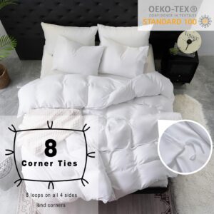 100% Cooling Duvet Cover King Rayon Derived from Bamboo Comforter Cover Cooling for Hot Sleepers Moisture Wicking with Corner Ties Zipper Closure（King，White）