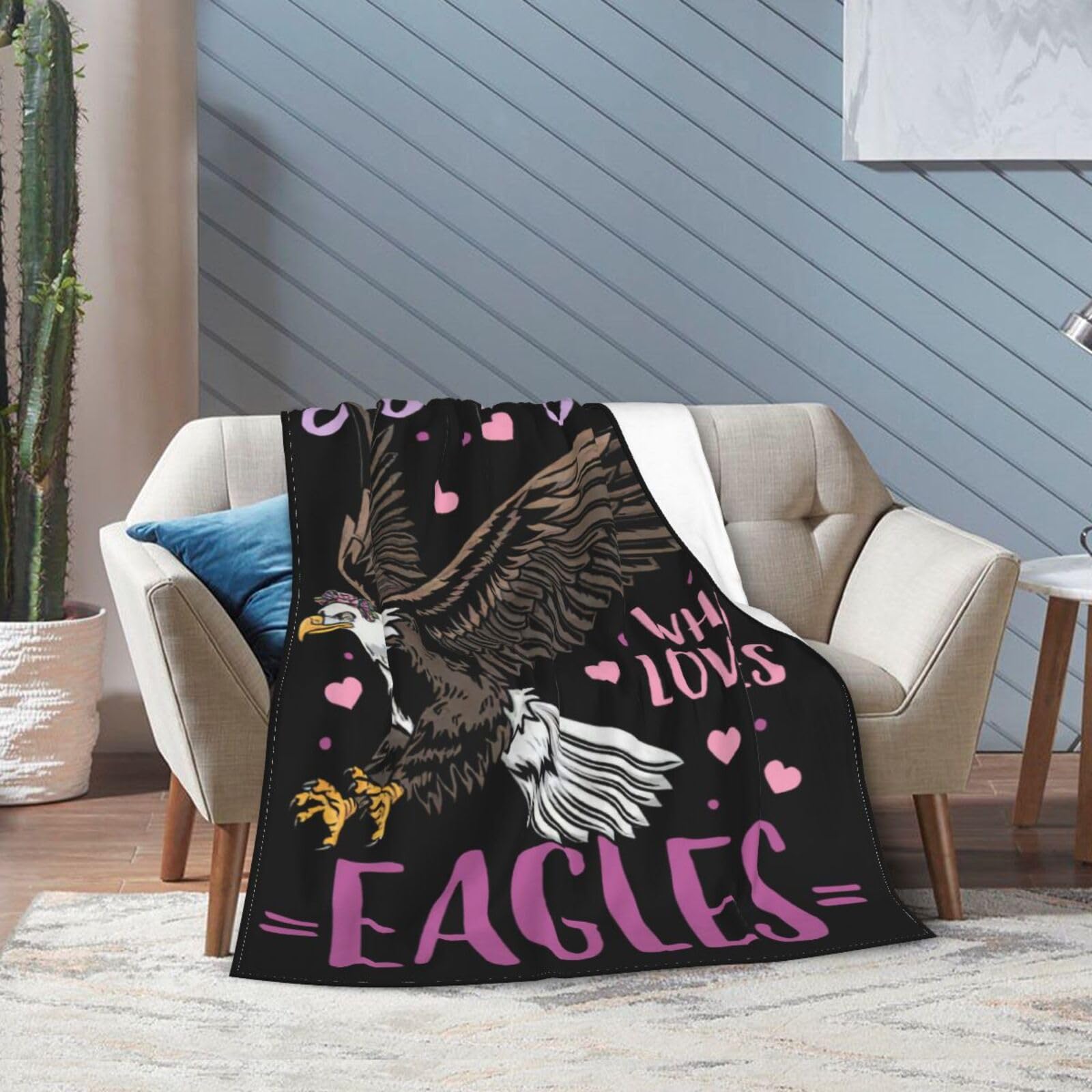 Bald Eagles Blanket for Girls Woman Just A Girl Who Loves Eagles Throw Blanket Soft Warm Fleece Flannel Eagle Animal Theme Decor Blanket Gifts for Kids Adults Couch Sofa Bed 50"X40"