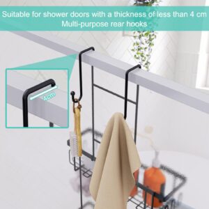 Over the Door Shower Caddy, Hanging Shower Shelves With 2 Tier Rack, No Drilling Adhesive Shower Organizer for Bathroom - Black