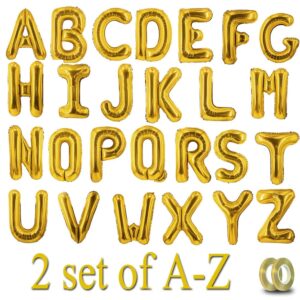 52 pcs gold letter balloons foil alphabet a to z balloons diy personalized phrase banner for baby shower wedding party supplies custom decor 16 inch