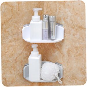 OSALADI 2pcs Bathroom Storage Mount Rack Shower Basket Wall Mounted Corner Shelf No Punching Triangle Rack