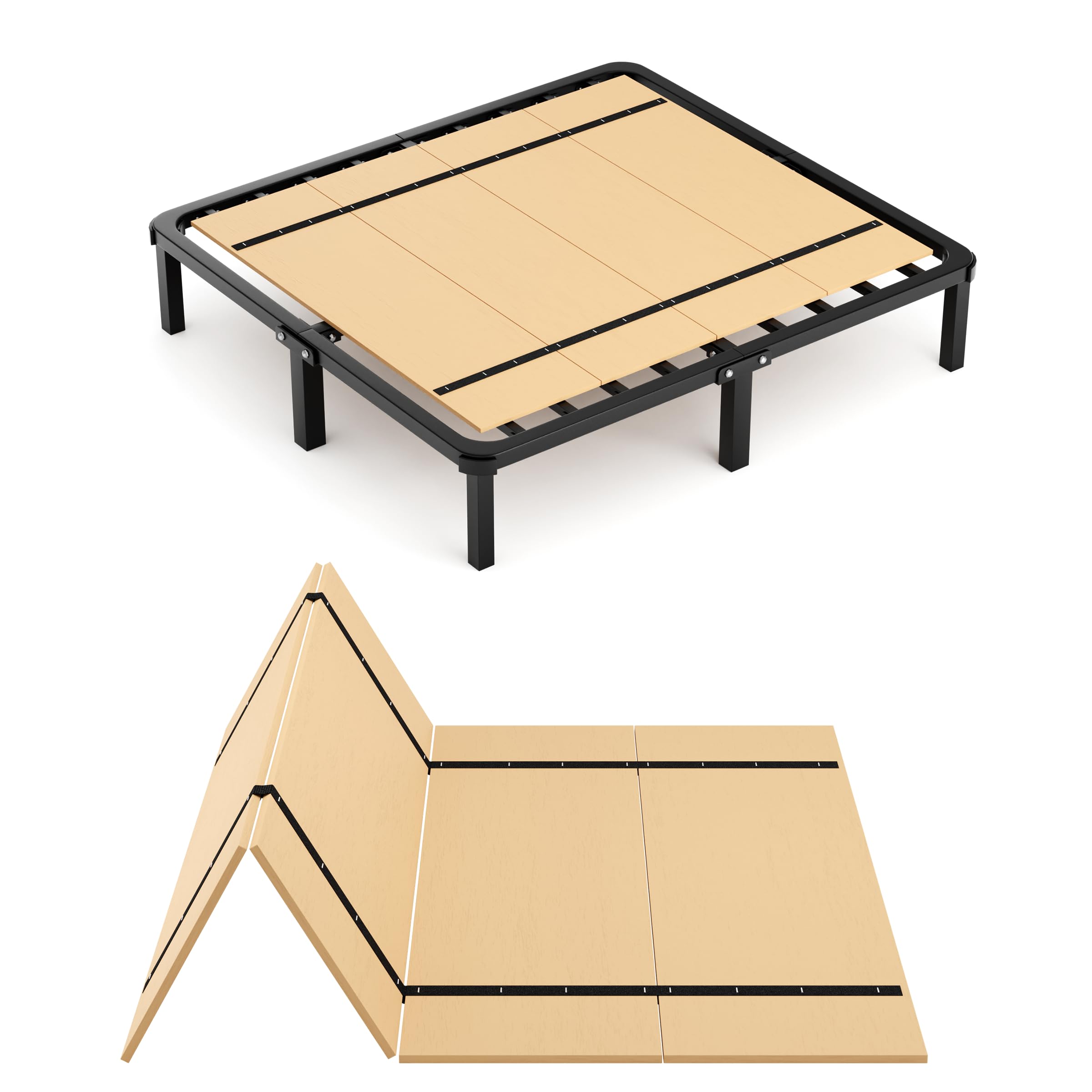 Imperius Foldable Box Spring, Bunkie Board, Bed Support Slats, Bed Boards for Under, Full 60 x 48 in