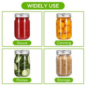 Mcupper 6 Pack Mason Jars 16 oz with Lids, Canning Jars with 6 Split-Type Lids and EXTRA 6 Single Lids, Regular Mouth Mason Jar, Labels & Brusher Included - Microwave & Dishwasher Safe