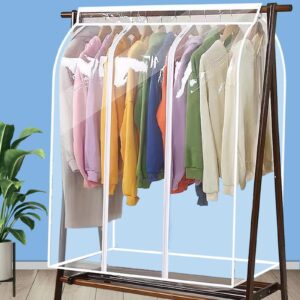 aecevan garment bags for hanging clothes, large clear clothes rack cover garment rack cover waterproof storage bag clothes cover for hanging with zipper for shirts, coats, jackets, long dress