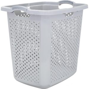 plastic laundry basket 2.5 bushel, soft silver