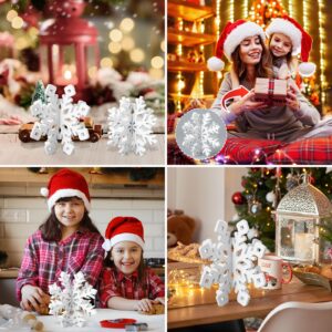 OuMuaMua 6 Set Snowflake Christmas Table Decorations - 12pcs White Wooden 3D Snowflake Decor Tabletop Centerpiece for Christmas Party Supplies Home Decor