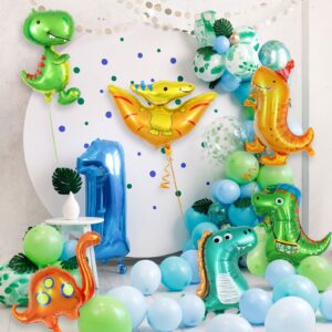 Dinosaur Balloons, 7 Pcs Baby Dinosaur Foil Balloons, Giant Dino Animal Mylar Balloons for Dinosaur Animal Birthday Party Decorations Baby Shower Gender Reveal