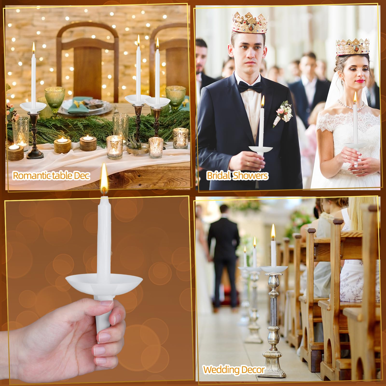 Lemosae 100 Pcs Candlelight Service Bulk, Church Vigil Plastic Candle Holders, Candlelight Service Drip Protectors Convenient for Church, Vigil, Memorial, Christmas Eve, Wedding, Party Candles