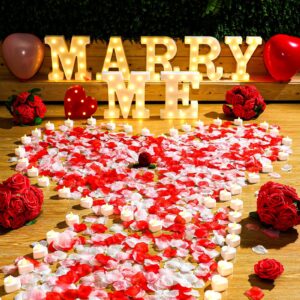 vihose 4805 pcs light up letters wedding decorations proposal decorations kit with led marry me sign letter heart candles rose petals heart balloons artificial red rose for proposal engagement outdoor