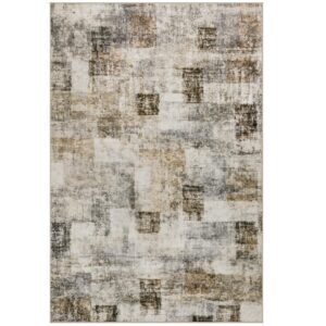 Area Rug Living Room Rugs 8x10 Washable: Soft Modern Abstract Fluffy Rug with Non-Slip Backing, Indoor Plush Throw Rug Large Accent Carpet for Bedroom Dining Room Nursery - Beige/Gray