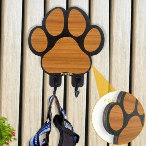 Midrean 2pcs Dog Leash Holder for Wall Mount Hanger Hook,Farmhouse Wooden Dog Paws Key Rack Accessories for Rustic Home Decor