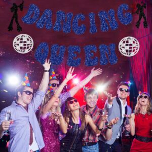 Konsait Glitter Dancing Queen Party Decorations, Mamma Mia Bachelorette Party Decorations Disco Ball Banner for Birthday Bridal Shower Wedding Party