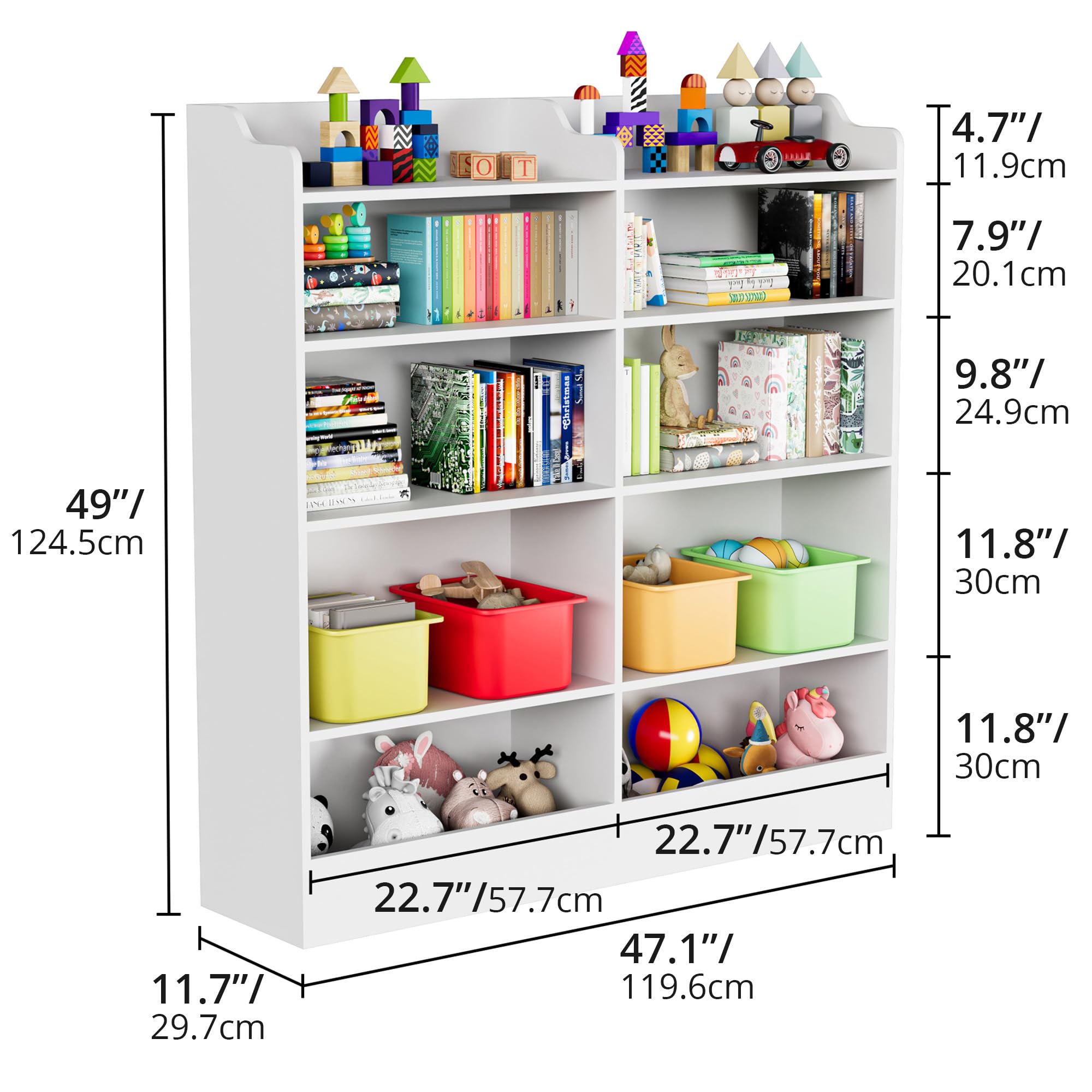 Cozy Castle 5 Tier Kids Bookshelf, 10 Cube Kids Toy Storage Organizer,Toddler Bookcase Storage Cabinet for Playroom, Bedroom, Kids Room, Reading Nook,Nursery