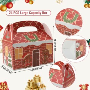 SAITI 24 Pieces Christmas Cookie Boxes Christmas Gift Boxes, 3D Christmas Treat Gift Wrap Boxes for Holiday Xmas Goody Gift Christmas Cardboard Gifts Boxes Party Favors