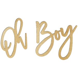 oh boy sign (wooden/gold) for baby shower decorations，party banner, gender reveal, baby announcements, 1st birthday party, and backdrop wall photo prop