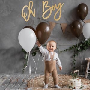 OH BOY Sign (Wooden/Gold) for Baby Shower Decorations，Party Banner, Gender Reveal, Baby Announcements, 1st Birthday Party, and Backdrop Wall Photo Prop