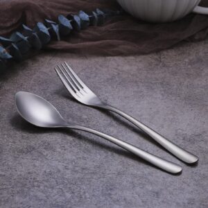 zerophilo titanium cutlery set, lightweight flatware, modern design, dishwasher safe, service for 1 (2)