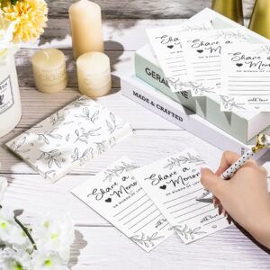 Pajean 50 Pcs Greenery Share a Memory Card for Celebration of Life Memory Cards Box with Transparent Windows Memory Box for Funeral Wedding Birthday Graduation Bridal Shower Guest Card Ideas (White)