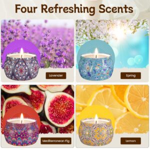 TranquilBliss Scented Candle Present Set, 4 Pack 4.4 Oz Scented Candles, 120H Lasting Burn Candles for Home Scented, Soy Wax, Presents for Women, Ideal Presents for Birthday