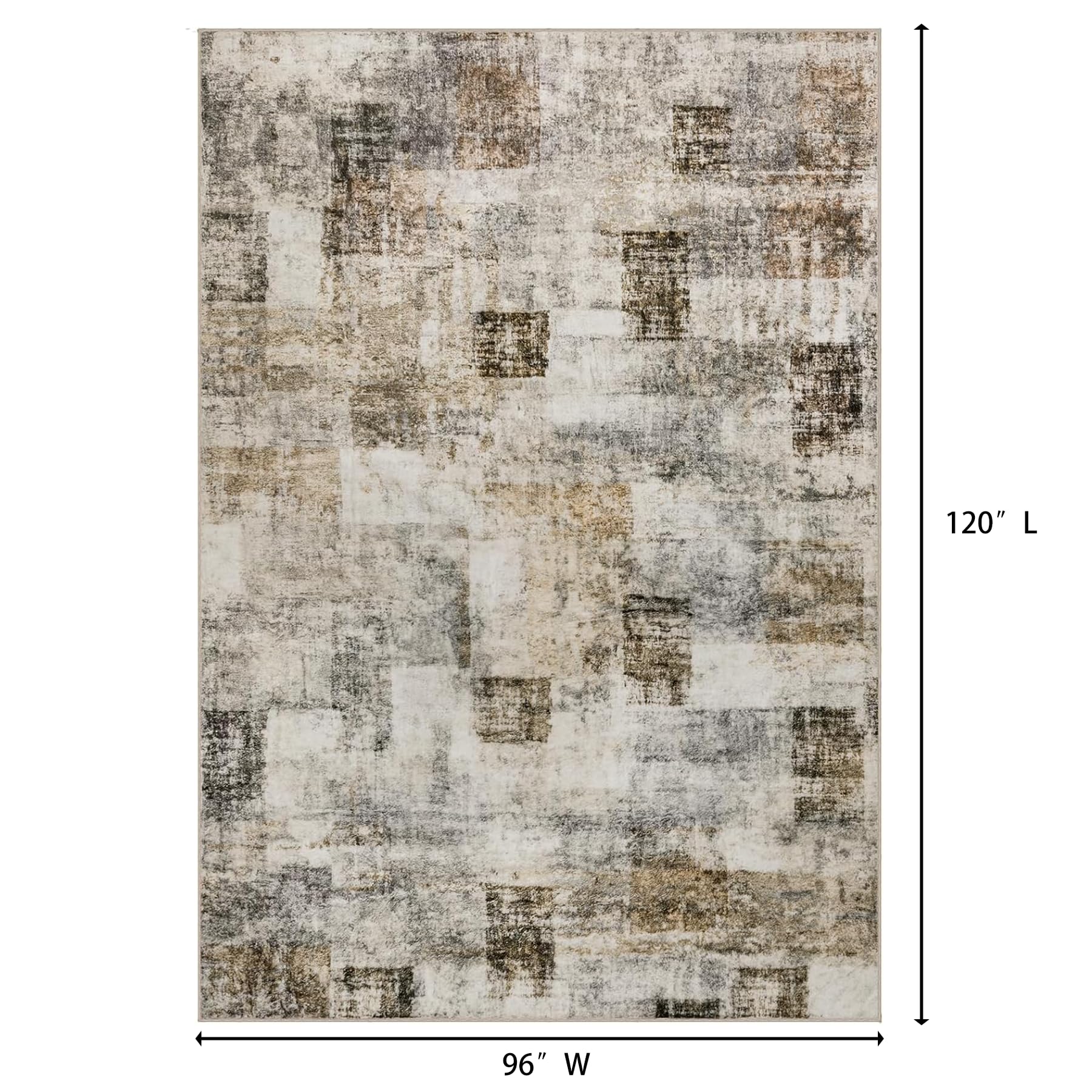 Area Rug Living Room Rugs 8x10 Washable: Soft Modern Abstract Fluffy Rug with Non-Slip Backing, Indoor Plush Throw Rug Large Accent Carpet for Bedroom Dining Room Nursery - Beige/Gray