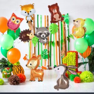 Woodland Animal Balloons, 8 Pcs Large Cute Forest Animal Foil Balloons, Deer Fox Squirrel Rabbit Balloons for Woodland Themed Party Camping Birthday Baby Shower Gender Reveal