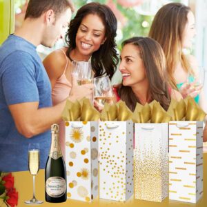 Carnation Wine Bags, 12Pack Wine Gift Bag with Tissue, Gold Foil Wine Gift Bags for Wine Bottles Gifts, for Birthday, Baby Shower, Wedding, Christmas, Engagement, Thanksgiving, (14Inch, Gold)