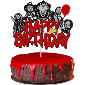 1 pcs halloween horror happy birthday cake topper glitter have a killer themed birthday cake pick decoration for horror classic movie theme kids birthday halloween party cake decorations supplies