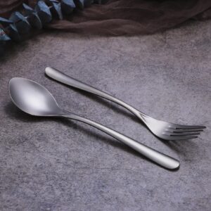 Zerophilo Titanium Cutlery Set, Lightweight Flatware, Modern Design, Dishwasher Safe, Service for 1 (2)