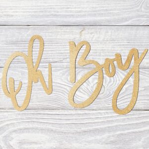 OH BOY Sign (Wooden/Gold) for Baby Shower Decorations，Party Banner, Gender Reveal, Baby Announcements, 1st Birthday Party, and Backdrop Wall Photo Prop