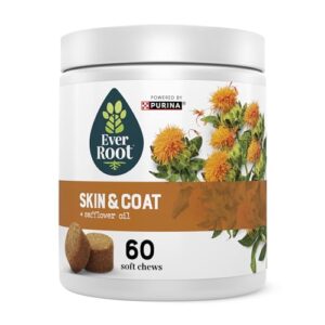 everroot by purina skin and coat dog supplements soft chews - 10.6 oz. canister