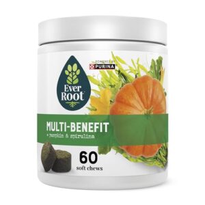 everroot by purina multi-benefit dog supplements soft chews - 10.6 oz. canister