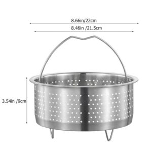 DOITOOL Stainless Steel Steamer Basket for Metal Steamer Insert Steaming Rack with Handle Vegetables Fruit Colander Strainer Rice Cooker Steaming Basket for Dumpling Dim Sum 22cm