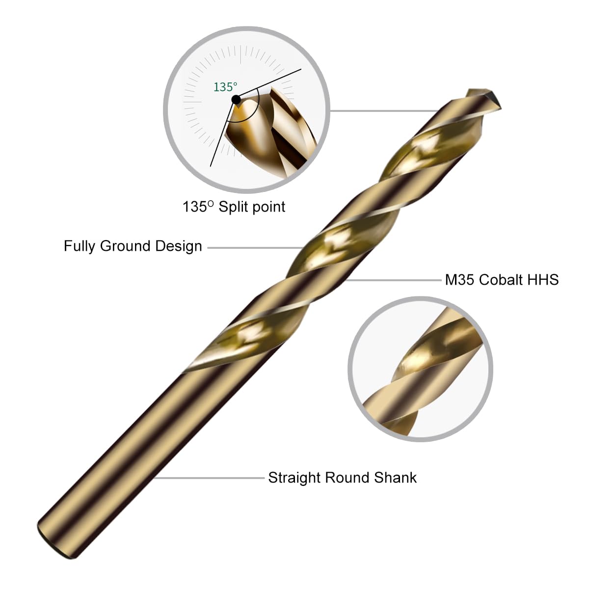 Owl Tools 5/8 Cobalt Drill Bits - 1 Pack - 6 Inch Length - M35 Cobalt Drill Bits with Storage Case - Perfect Drill Bits for Metal, Hardened & Stainless Steel, Cast Iron, and More!