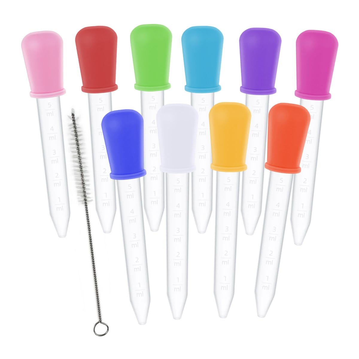 20 Pack Plastic Pipettes Droppers 5ML Clear Silicone Liquid Dropper with Bulb Tip Clean Brush Eye Droppers for Candy Mold Gummy Making Kitchen Oil Science Crafts Transfer Eyedropper