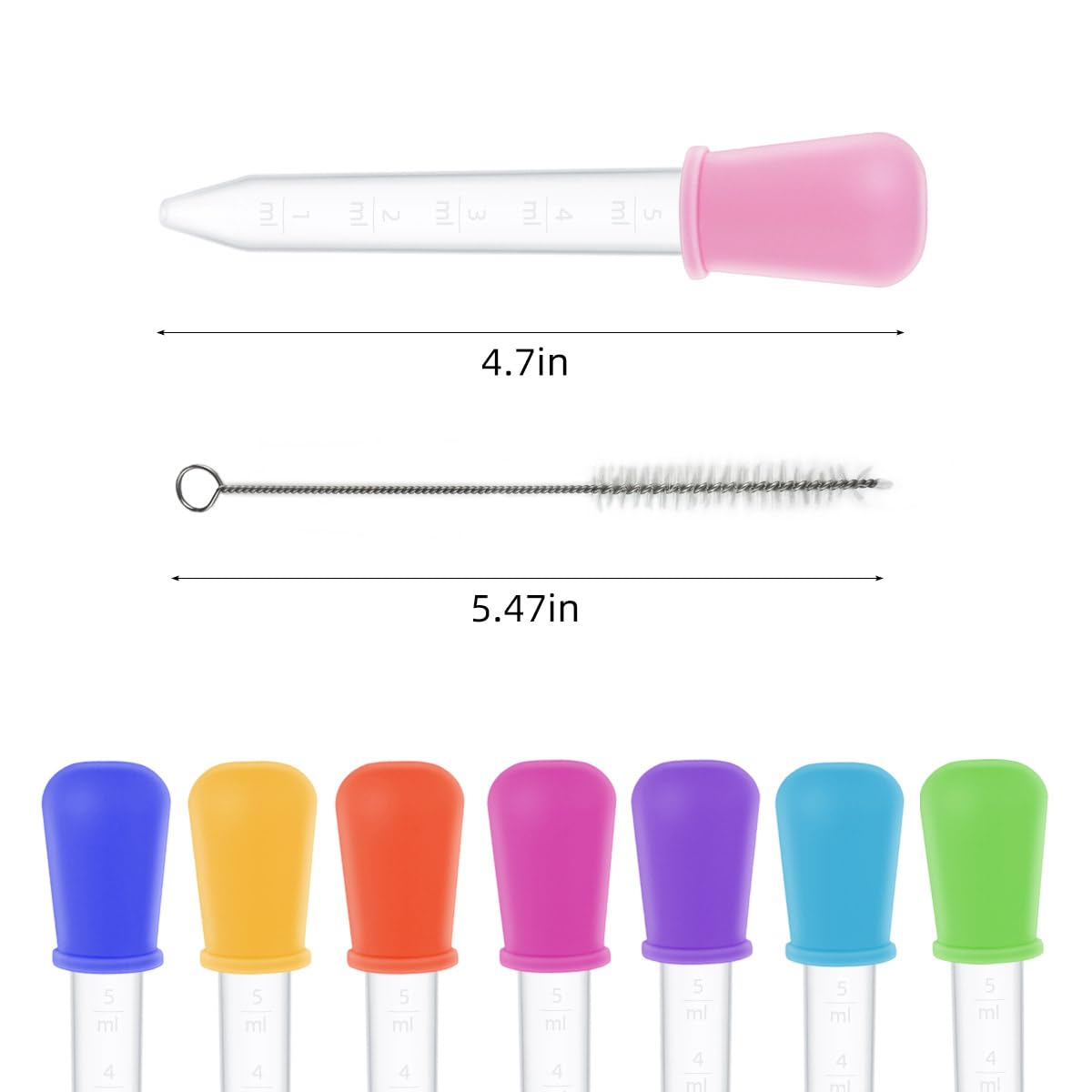 20 Pack Plastic Pipettes Droppers 5ML Clear Silicone Liquid Dropper with Bulb Tip Clean Brush Eye Droppers for Candy Mold Gummy Making Kitchen Oil Science Crafts Transfer Eyedropper