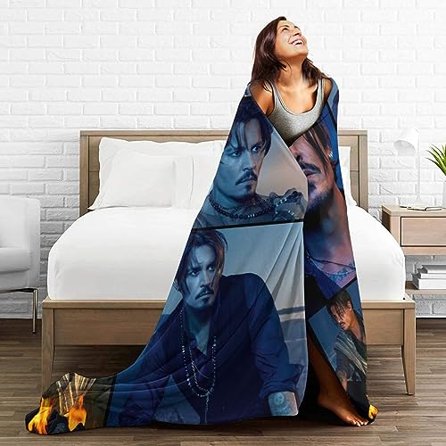 LJYHLAA Flannel Throw Johnny Depp Blanket Beach Blanket Decoration Bedroom Living Room Suitable for Children/Adults Throw Blankets 50"X40"